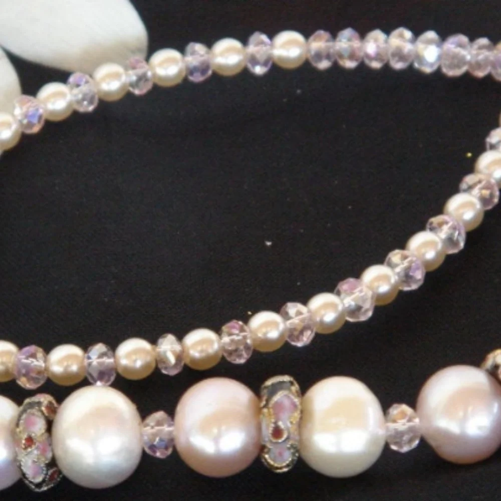 A Pearl and Cloissone‎ Necklace Freshwater Pearls